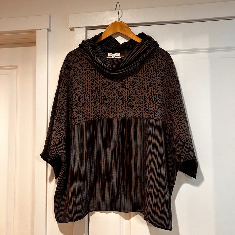 Relaxed Cowl Neck Women’s Top in Brown and Black